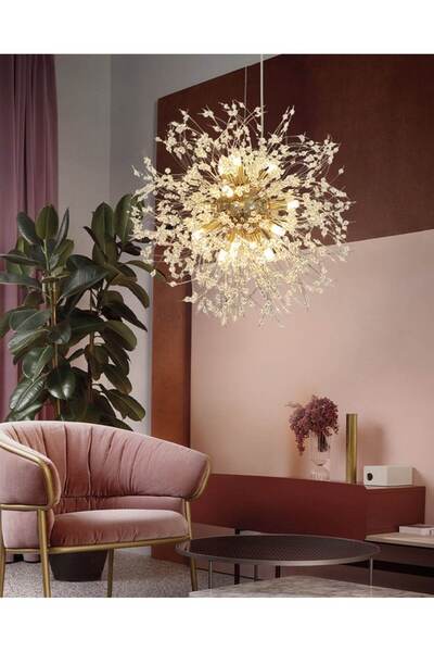 LaKasa LED Chandelier, Dandelion Radiance Spherical Gold, 9xG9