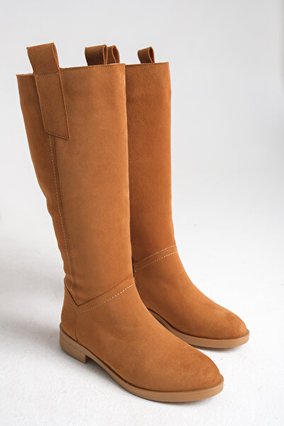 Ayakkabı Delisiyim Γυναικείες μπότες Tan Suede Rider με φερμουάρ κάτω από το ...