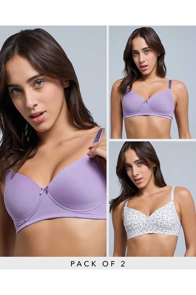 R&B White Women's 2 Pack Solid Underwire Bras