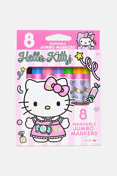 SANRIO 8 قطع من أقلام تلوين هالو كيتي الكبيرة القابلة للغسل، متعددة الألوان