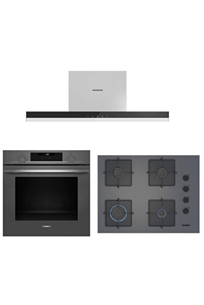 Siemens Yeni HU736AEN0T EO7C8PP300(67 CM) OCAK LC67BBK00T GRİ ANKASTRE SET