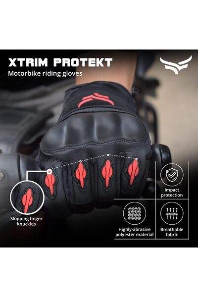 XTRIM قفازات ركوب الدراجات العالمية من بروتكت (أسود وأحمر، مقاس XL)