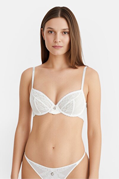 Emporio Armani Women Non Padded Textured Under Wired Bra, Off White