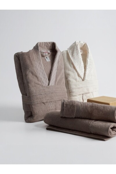 Özdilek Elissa 6 Piece Family Bathrobe Set – 100% Cotton, Double Bathrobe Set