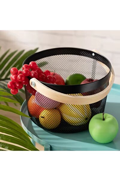 Biki Metal Wire Mesh Basket 32x28x26cm Farmhouse Organizer with Handle