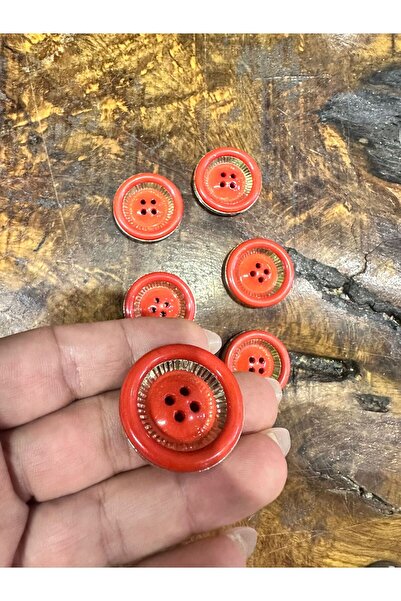 Gönülden Tasarım 6 Pieces Red Button Set 3 cm Diameter