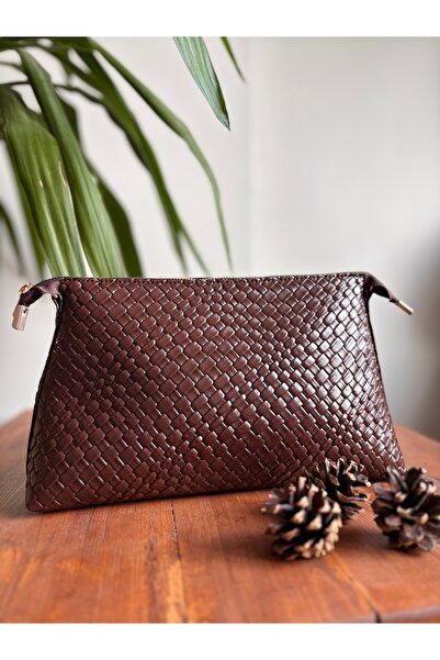 GUELES Trendy Knitted Detailed Soft Leather Hand and Shoulder Bag