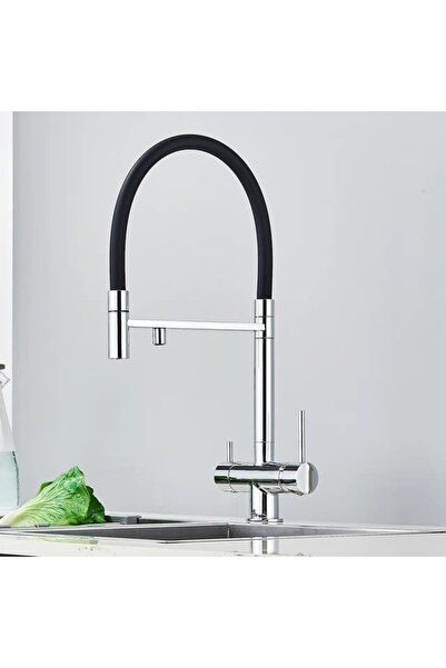 OEM Baterie de bucătărie cu 3 căi, cu cioc de scurgere cu filtru, pulverizator extractibil, crom (cod 1008-C)