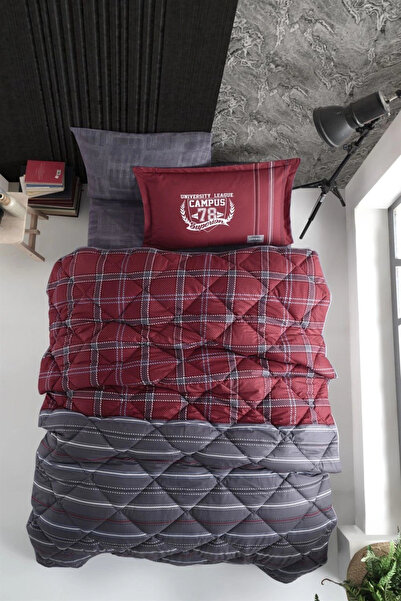 Clasy Ranforce 100% Cotton Single Duvet Set Campus V1 Claret Red