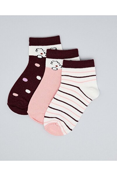 R&B Multi Girl's 3 Pack Printed Ankle Socks