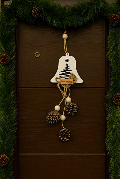 DODOMAR Μίνι Ξύλινο Στολίδι Πρωτοχρονιάτικης Πόρτας με Κουκουνάρια 30 εκ. – Σ...