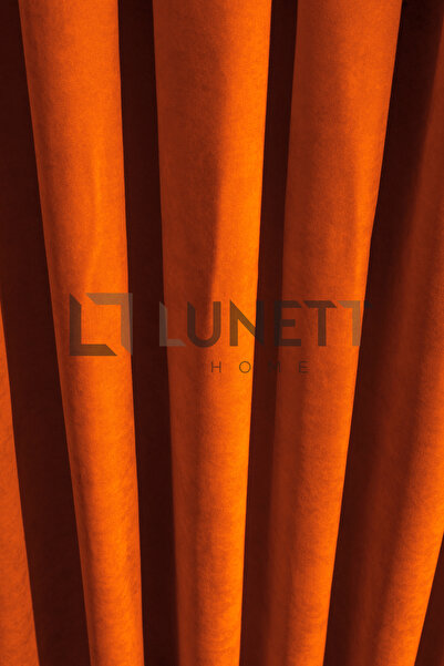 LUNETT HOME Orange Color Island Velvet Medium Pleated (1X2.5) Pleated Background Curtain Single Wing V9250