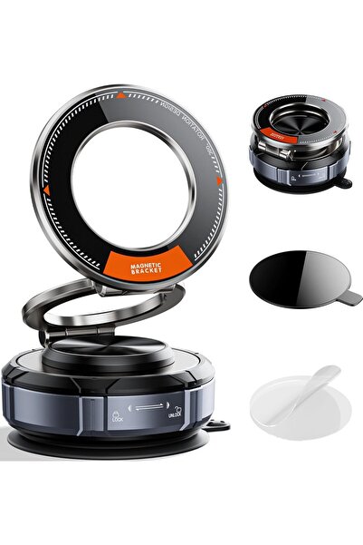 TERRIFI حامل سيارة مغناطيسي من سبائك الزنك - كوب شفط 360 درجة، متوافق مع MagS...