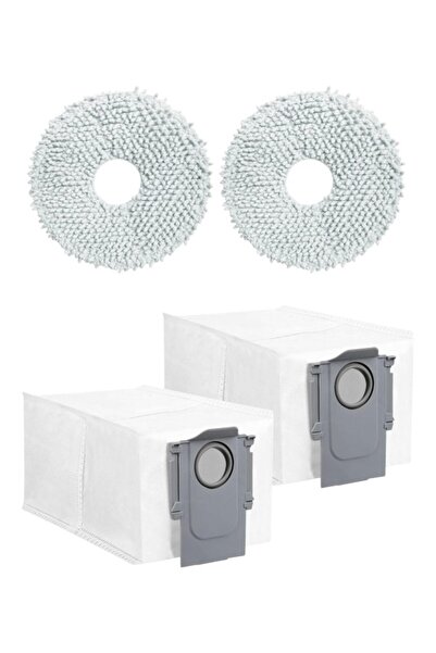 ROPALDE Roborock Qrevo C Robot Vacuum Cleaner Compatible 2Pcs Mop Cloth - 2Pcs Dust Bag Spare Parts Set