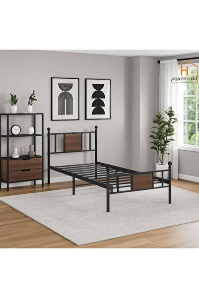 Al Saada Home إطار سرير معدني - 90 × 190 سم - أسود