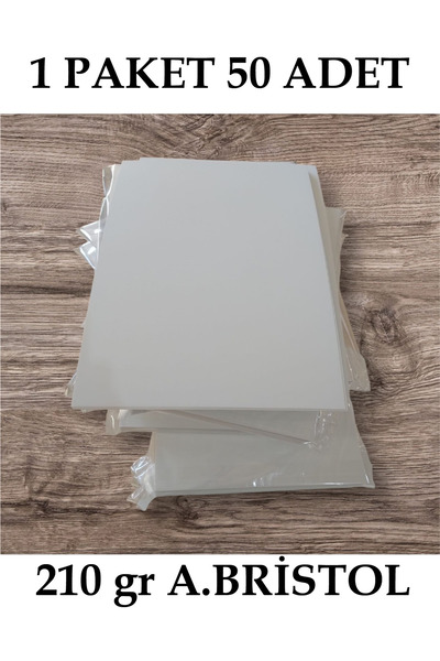 OzmeralBaskı 50 Adet 210 gr - A4 Amerikan Bristol Kağıdı - Mat Parlak Kağıt -...