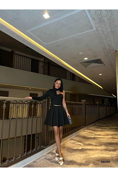 Modafeminen Scuba Fabric Chain Detail Mini Evening Dress and Graduation Dress...