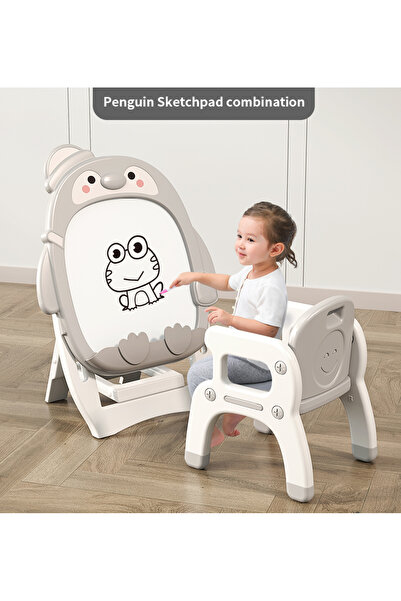 OEM Grey Penguin modular playpen, with drawing board, swing, shelves, slide and accessories