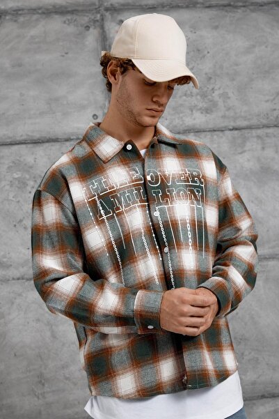 NOMARC Green Nmrc Text Printed Oversized Shirt