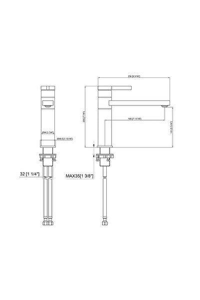 OEM Tias sink faucet, deck-mounted, short, glossy gold, code 84018S-G