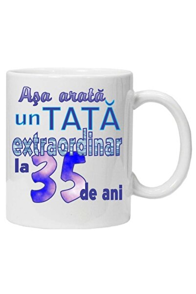 CRD PRINT Personalized ceramic mug 'This is what an extraordinary dad looks like' – 35 years, White, 330 ml