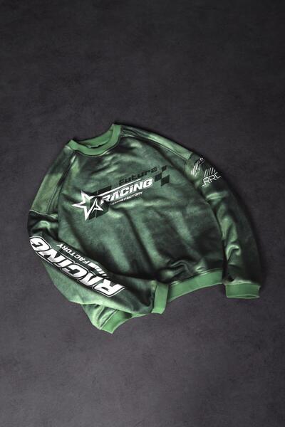 Slatra Ανδρικό φούτερ Green Future Racing με τύπωμα oversized