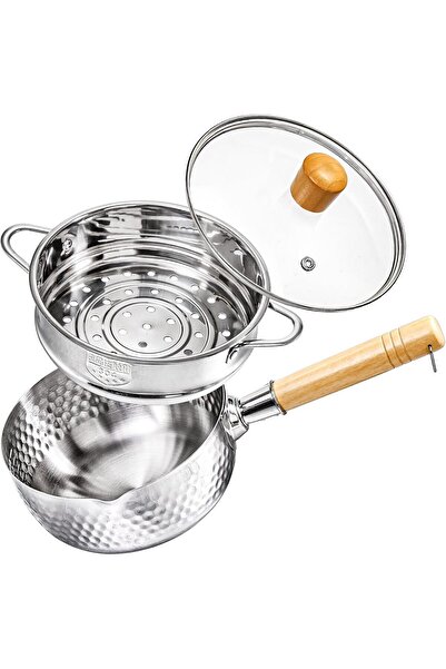 AZONEE قدر من الفولاذ المقاوم للصدأ مع قدر بخار، سعة 1.9 لتر، غطاء زجاجي ومقب...