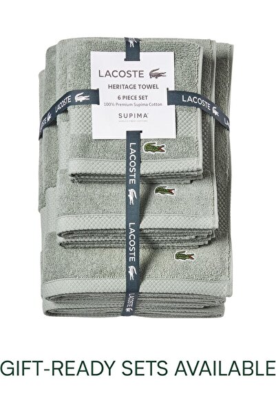 Lacoste Heritage Supima Cotton Bath Towel, Aloe, 30" x 54"