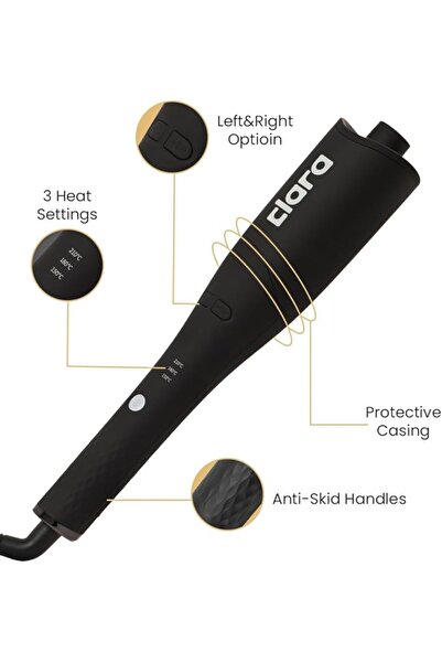 Generic Clara Oil-Coated Protective Auto-Curler – Anti-Burn, Tangle-Free, Auto Shut-Off (Black)
