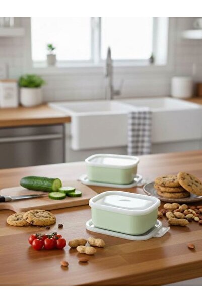 Saint Belisama Concept Ada Yeşil 2-Piece Storage Container Set - Breakfast Snack Container Storage with Leak-Proof Lids