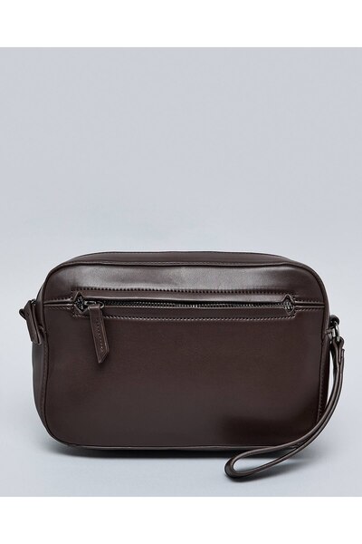 R&B Dark Brown Men's Solid Travel Pouch