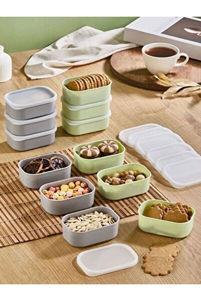 Saint Belisama Concept Ada Green and Gray 12-Piece Storage Container Set - Breakfast Snack Container Storage with Leak-Proof Lids