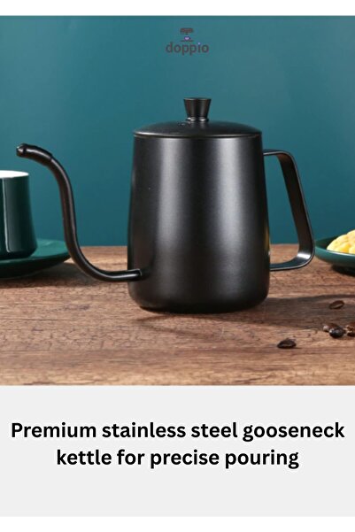 DOPPİO Stainless Steel Gooseneck Pour-Over Kettle – Matte Black, Precision Spout
