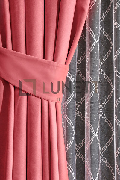 LUNETT HOME Candy Pink Color Island Velvet Medium Pliers (1X2.5) Pliers Background Curtain Single Wing V9212