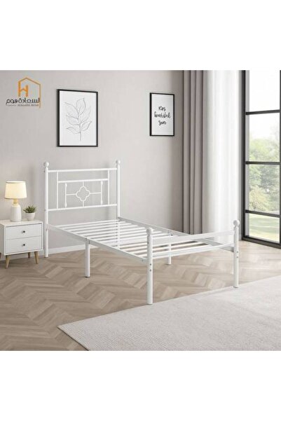 Al Saada Home Metal Bed Frame - 90 x 190 cm - White