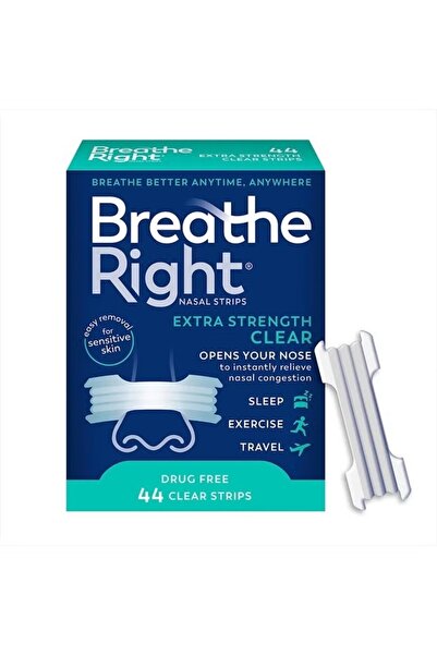 Breathe Right شرائط أنفية شفافة للغاية لتخفيف احتقان الأنف، 44 قطعة - قد تختلف العبوة