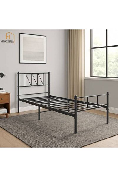 Al Saada Home إطار سرير حديدي - ١٩٠ × ٩٠ سم - أسود