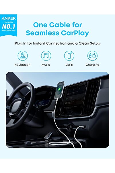 Anker Zolo USB-A to USB-C Cable, 6 FT Braided, CarPlay Compatible