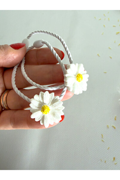 PURPLE'S BİR TUTAM MUTLULUK Set of 4 Gilded Daisy Rubber Buckles and Snap Buckles / Girls' Buckle