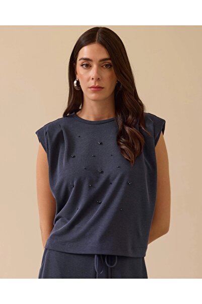 SEÇİL YENİ KADIN boncuk detaylı vatkalı bluz 10002511810014