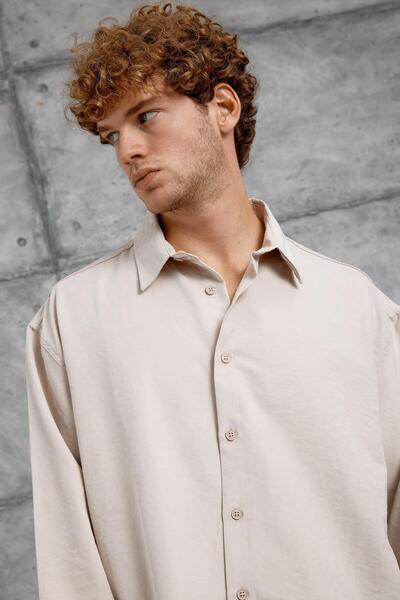 NOMARC Πουκάμισο Κρέμα 251 MODAL KUMAŞ oversized