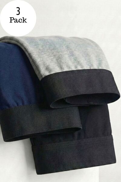 COMBİNE MİCHAİL Men's Cotton Premium Flexible 3-Piece Boxer