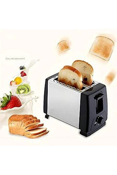 Denx 2-Slice Pop-Up Toaster, 6 Browning Settings, Steel, Auto Eject, 650-750W