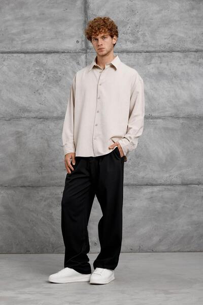 NOMARC Πουκάμισο Κρέμα 251 MODAL KUMAŞ oversized