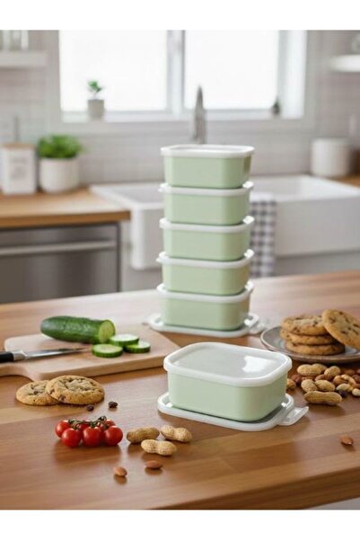 Saint Belisama Concept Ada Yeşil 6-Piece Storage Container Set - Breakfast Snack Container Storage with Leak-Proof Lids
