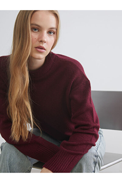 LC Waikiki Bordo Bisiklet Yaka Kadın Triko Kazak