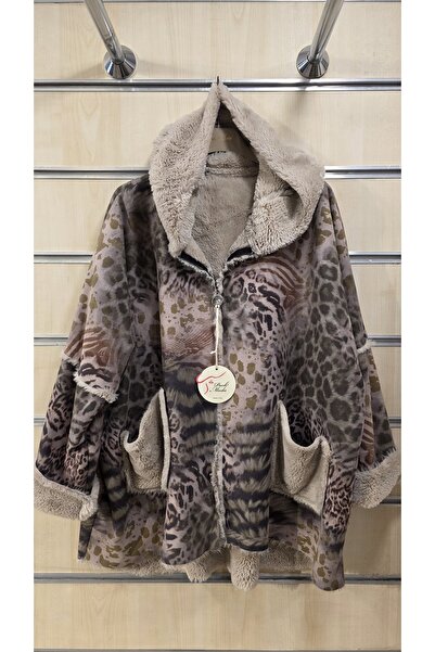 Park Moda Leopard Pattern Coat with Fleece Inside
