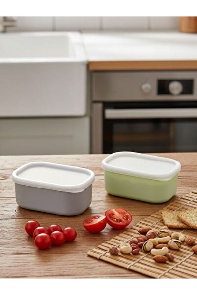 Saint Belisama Concept Ada Green and Gray 2-Piece Storage Container Set - Breakfast Snack Bowl Storage with Leak-Proof Lids