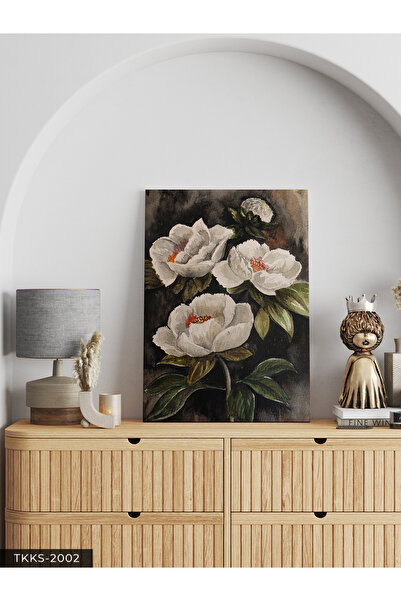Evinemoda Tek Parça Çiçek Kanvas-Flowers Canvas Tablo