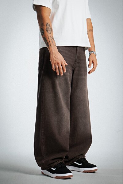 GRJ denim Bronze Drift Brown Wide Leg Super Baggy Men's Jean Trousers
